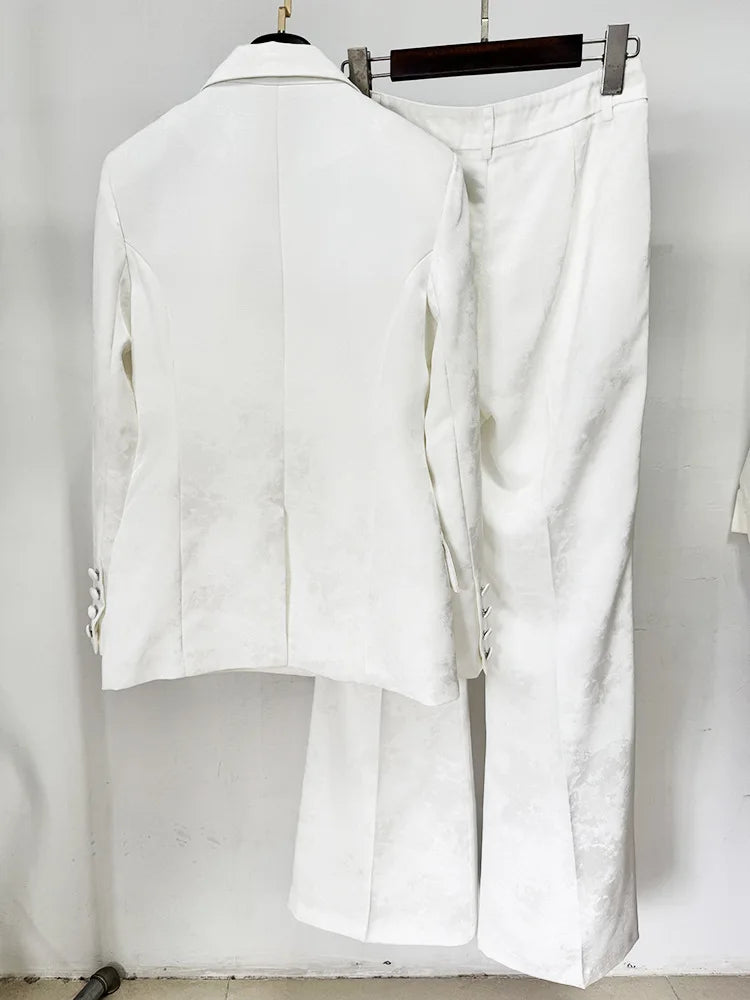 White Double Breasted Business Blazer Suits