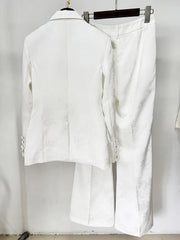 White Double Breasted Business Blazer Suits
