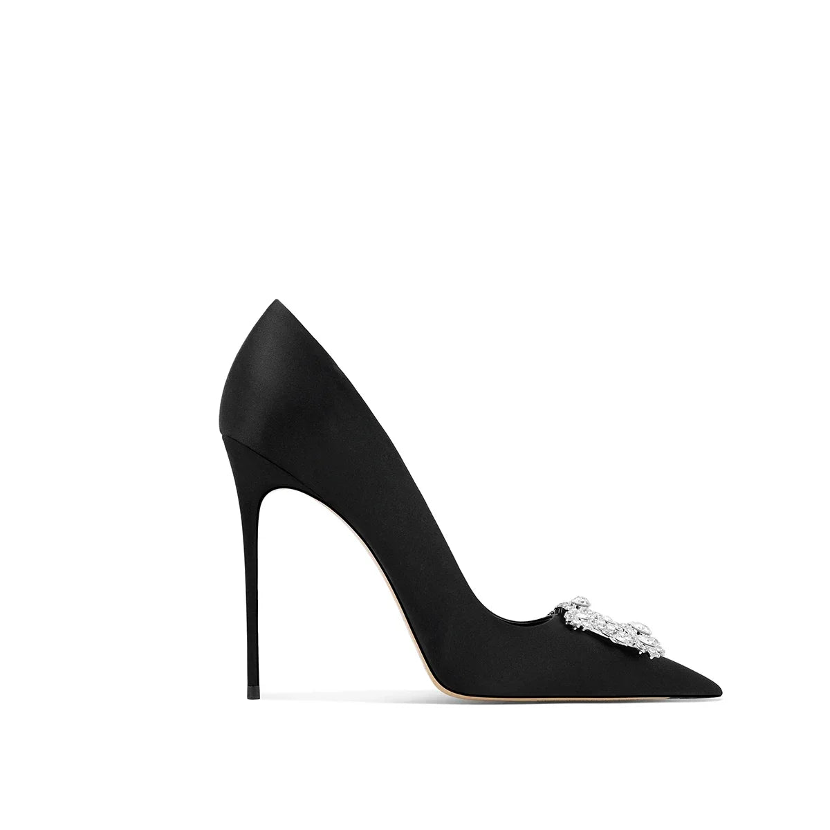 Rhinestone Square Buckle High Heels