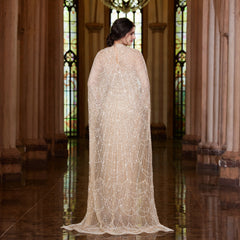 Cape Long Sleeves Arabic Party Gown