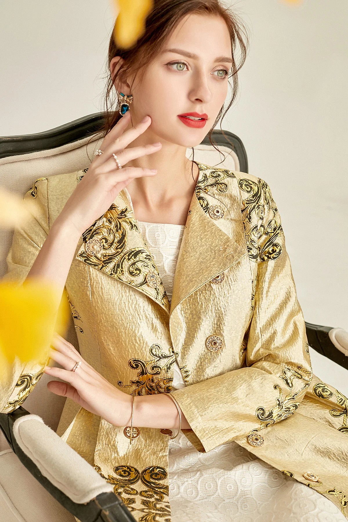 Luxury Covered Button Trench Overcoat