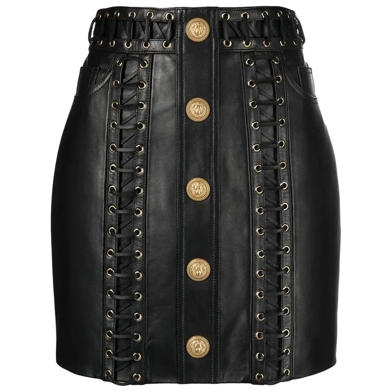 All-matched Lace-Up Slim Skirt