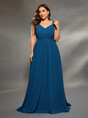 Double Layers Lotus Sleeve Evening Gown