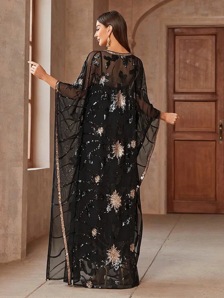 Mesh Round Neck Sequin Dress