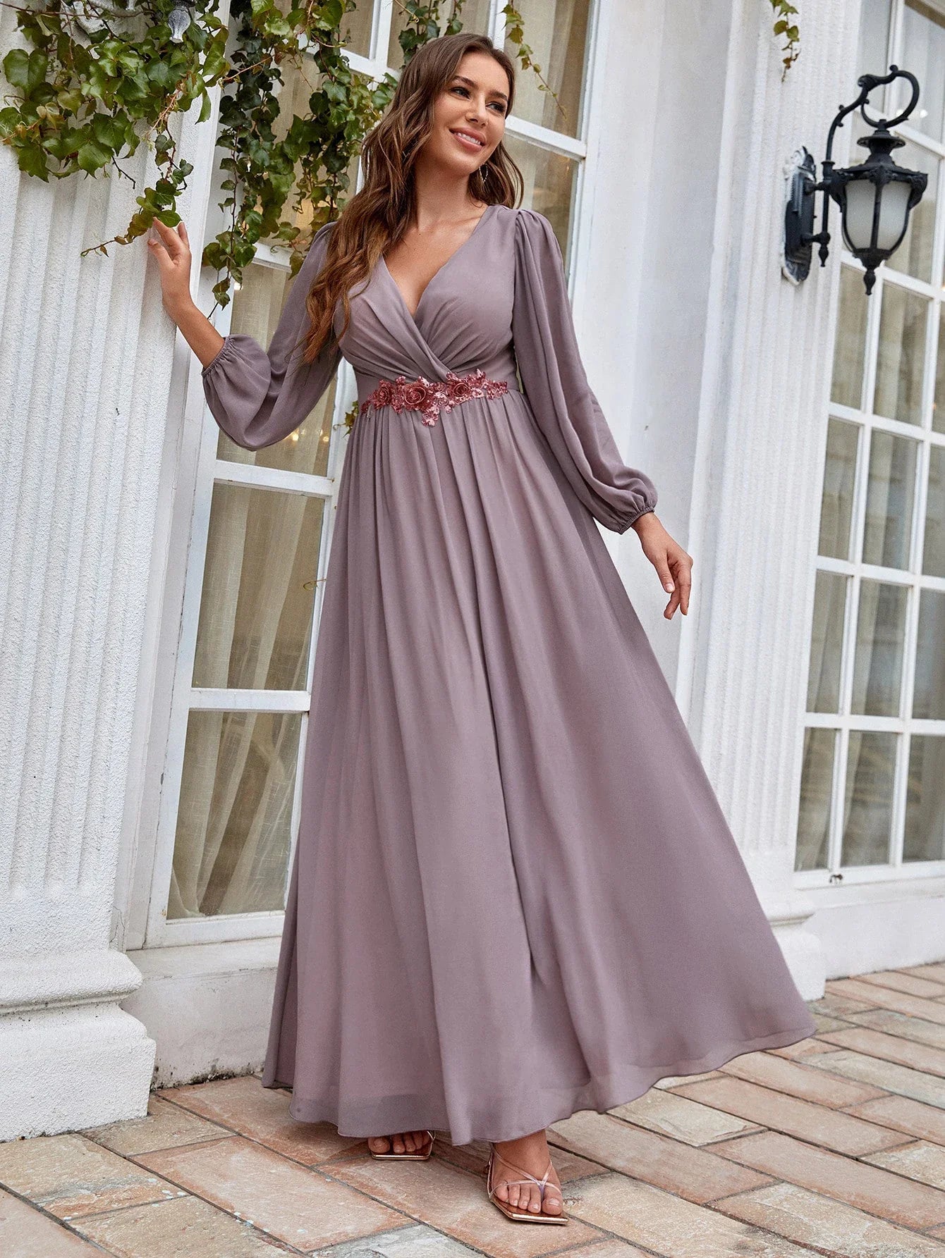 Refined Beaded Chiffon Bridesmaid Gown