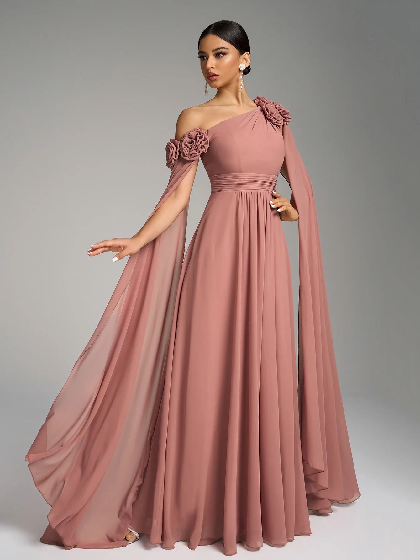 Beautiful Long Draped Chiffon Dress