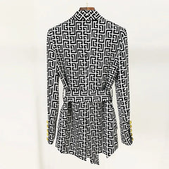 Trendy Geometrical Blazer Suit