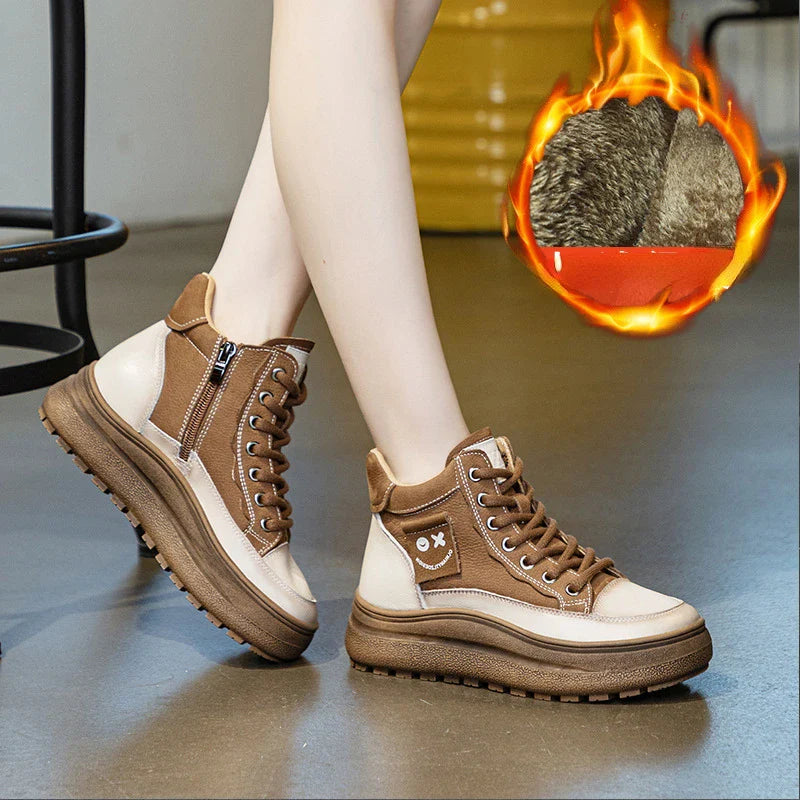 Mixed Color Motorcycle Wedge Booties