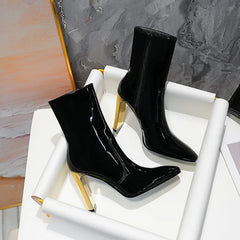 Elegant Metal Square Toe Chelsea Boots