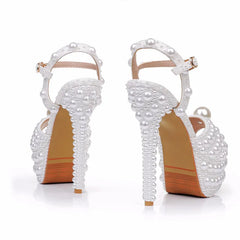 Full Pearls Beaded Sling Back Sandals