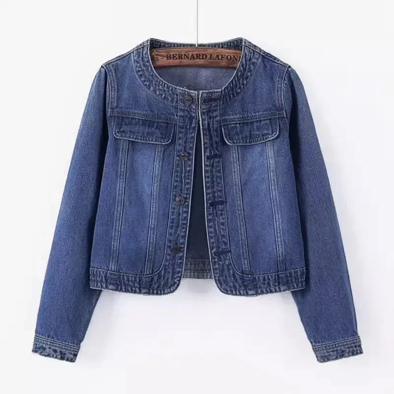 Trendy Cropped Denim Jeans Jacket