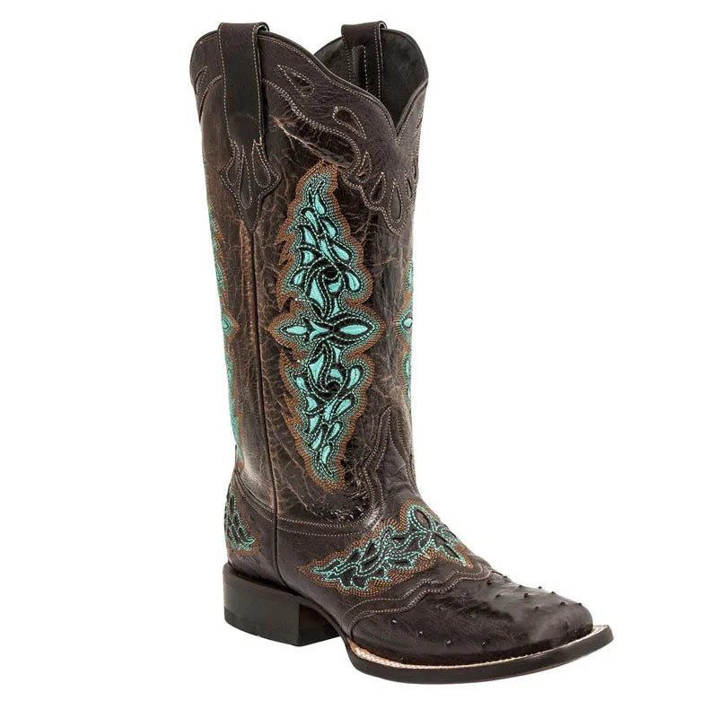 Western Embroider Knee High Boots