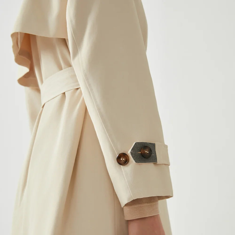 Stylish Cotton Blend Long Trench Coat