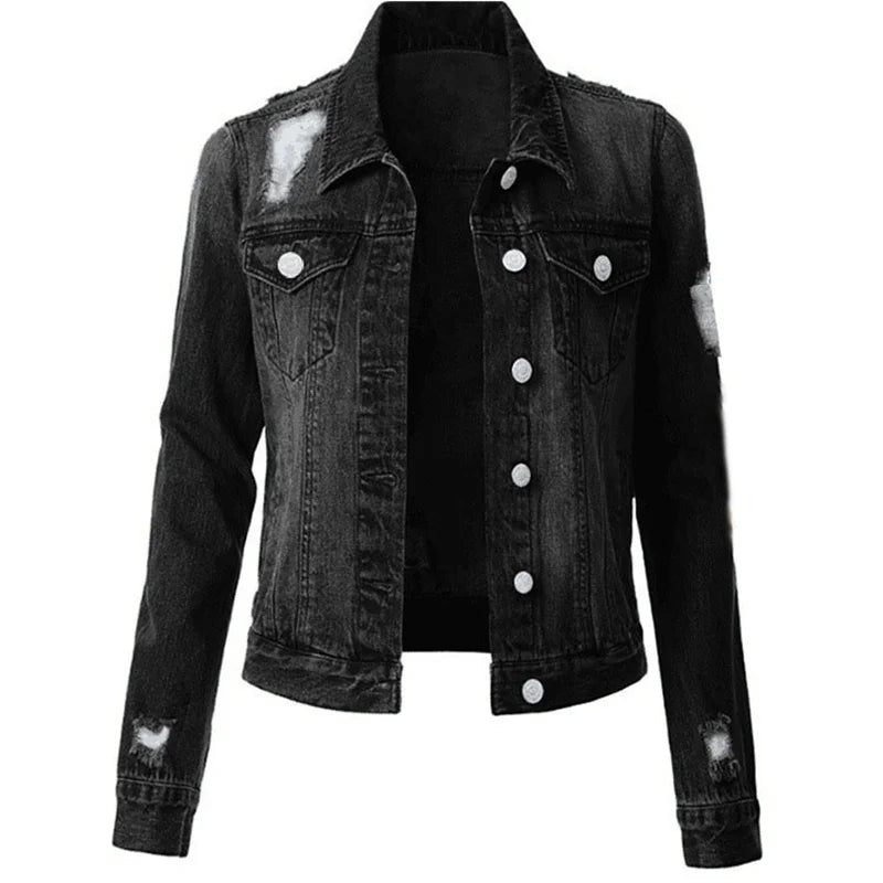 Trendy Hole Ripped Short Denim Jacket