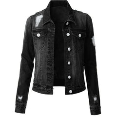 Trendy Hole Ripped Short Denim Jacket