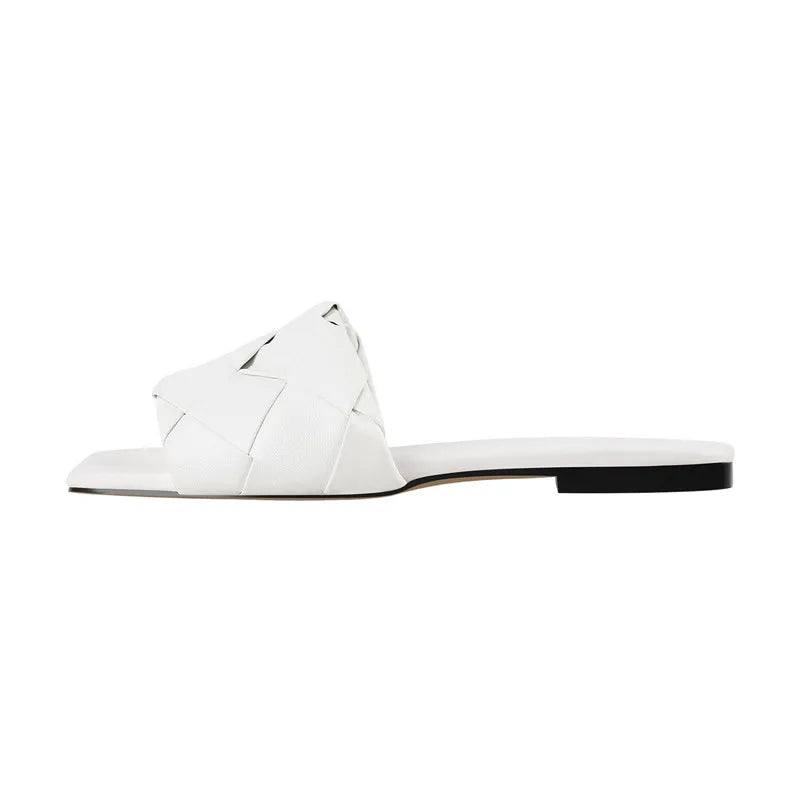 Peep Toe Slip-On Flat Sandals