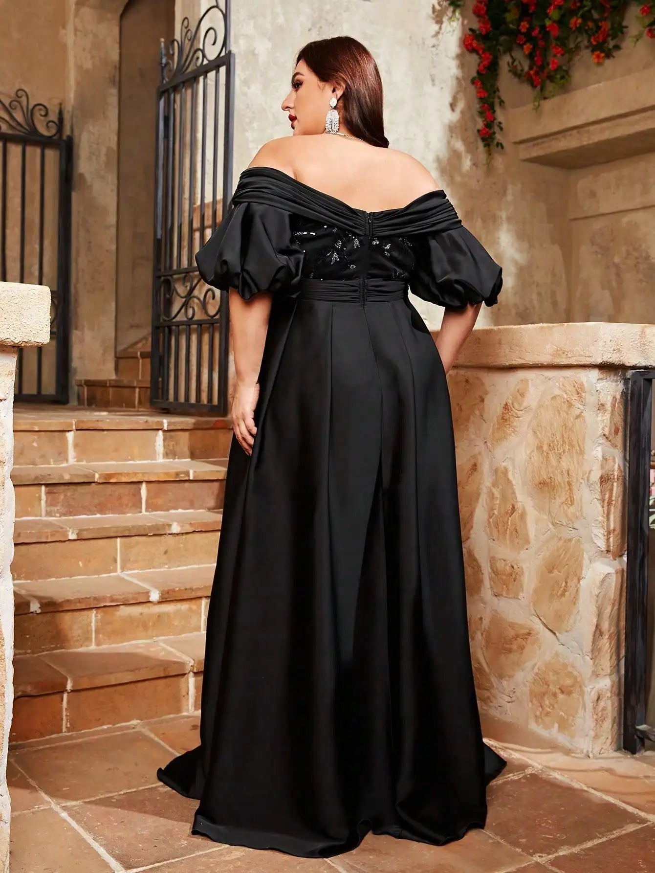 Line Neck Plus Size Prom Party Dress