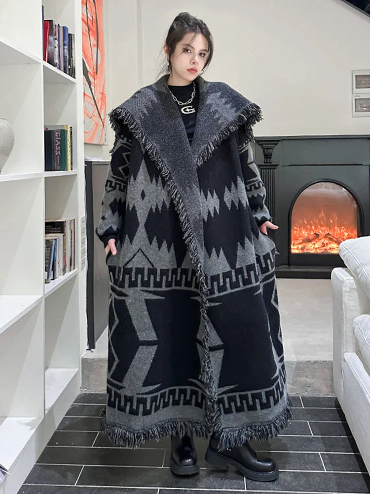 Loose Lapel Women's Long Sleeve Cardigan