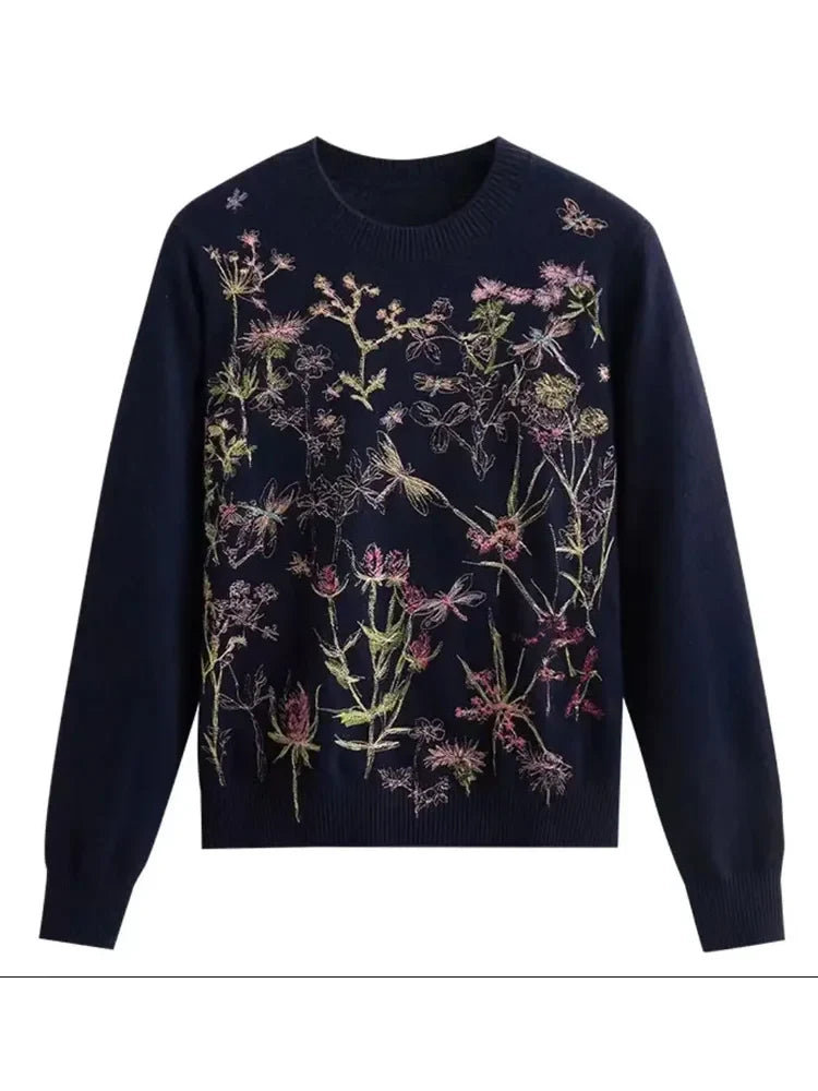Round Neck Jacquard Sweater