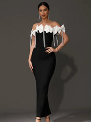 Bow Tie Diamonds Black Maxi Dress