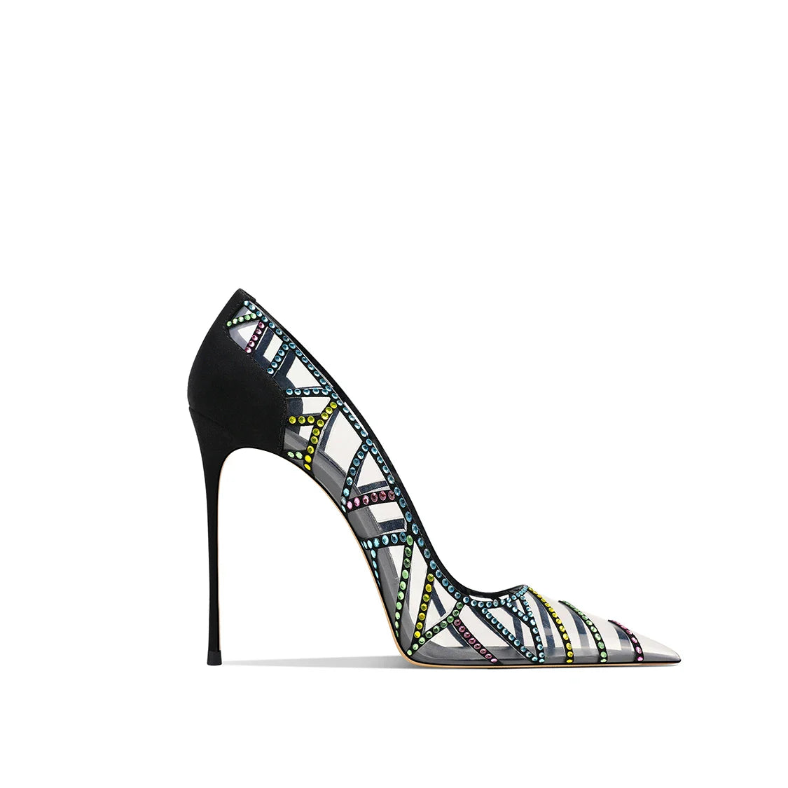 Smart Rhinestone Leather Heels