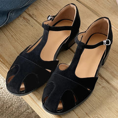 Narrow T-strap Flats Sandals