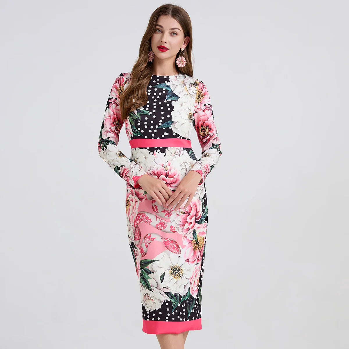 Elegant Polka Dots Pencil Dress