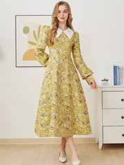Floral Jacquard A-Line Maxi Dress
