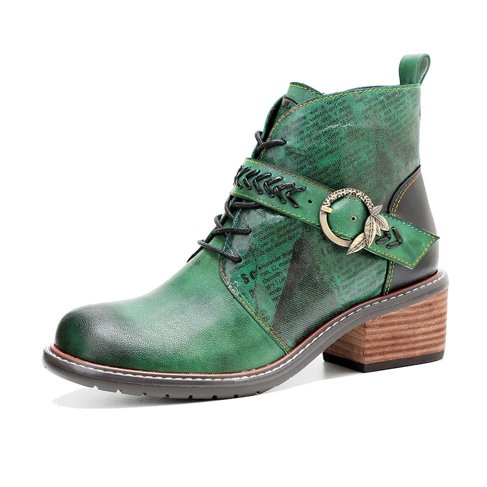 Ethnic Leather Ankle Boots