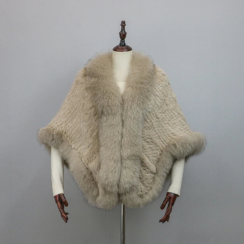 Stylish Knitted Warm Fur Cape