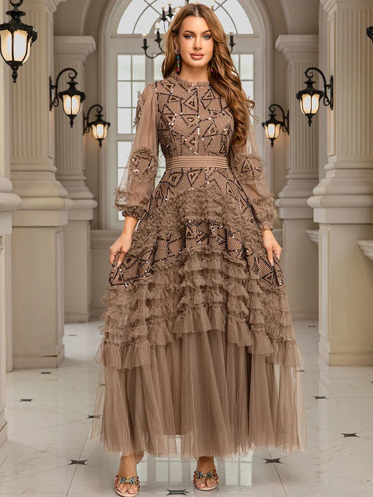 Elegant Round Neck Pendant Dress