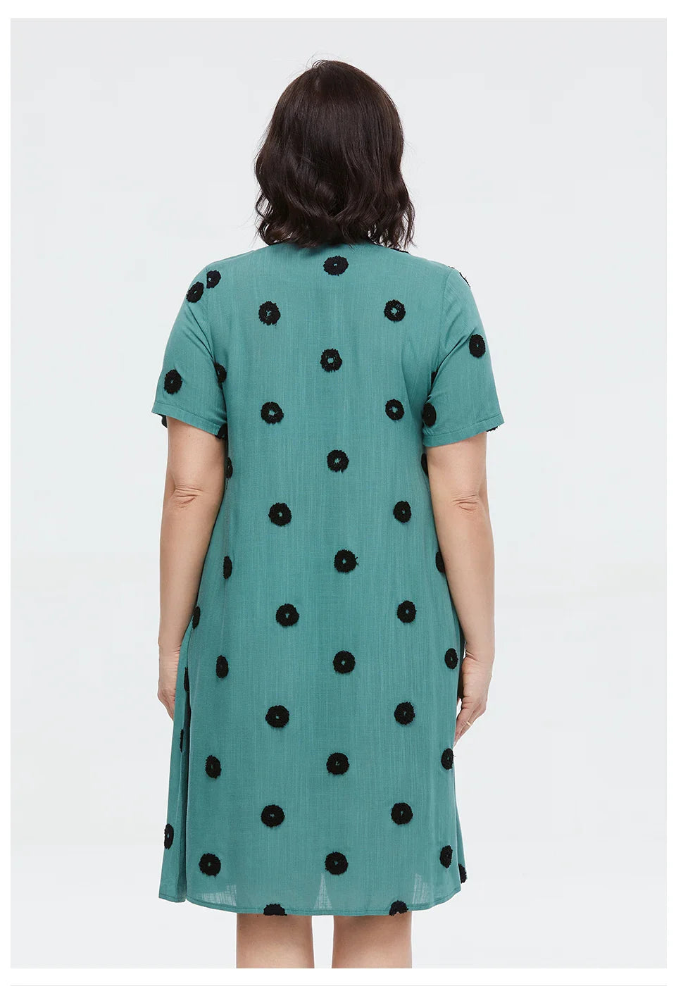 Polka Dot Embroidered Plus Size Women's Dress
