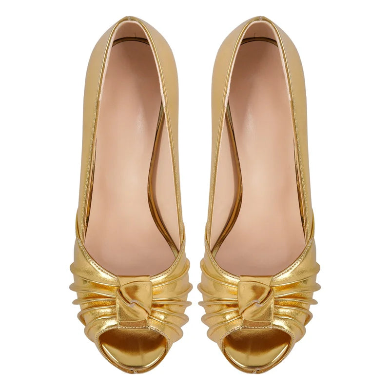 Glamorous Knot Bow Platform Pumps