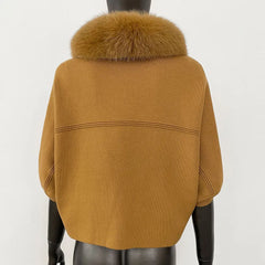 Luxury Fur Collar Knitted Coat