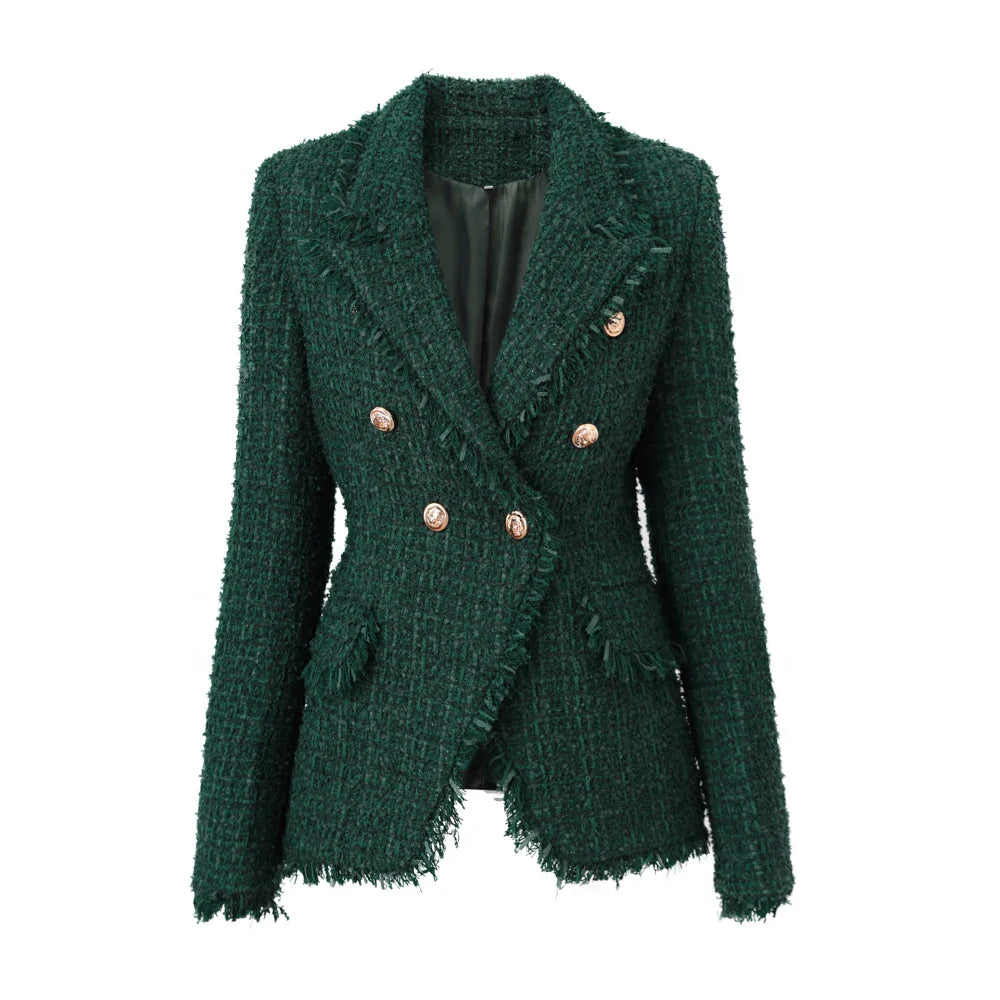 Tassel Woolen Tweed Slim Blazer