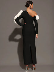 One Shoulder Flower Maxi Dress
