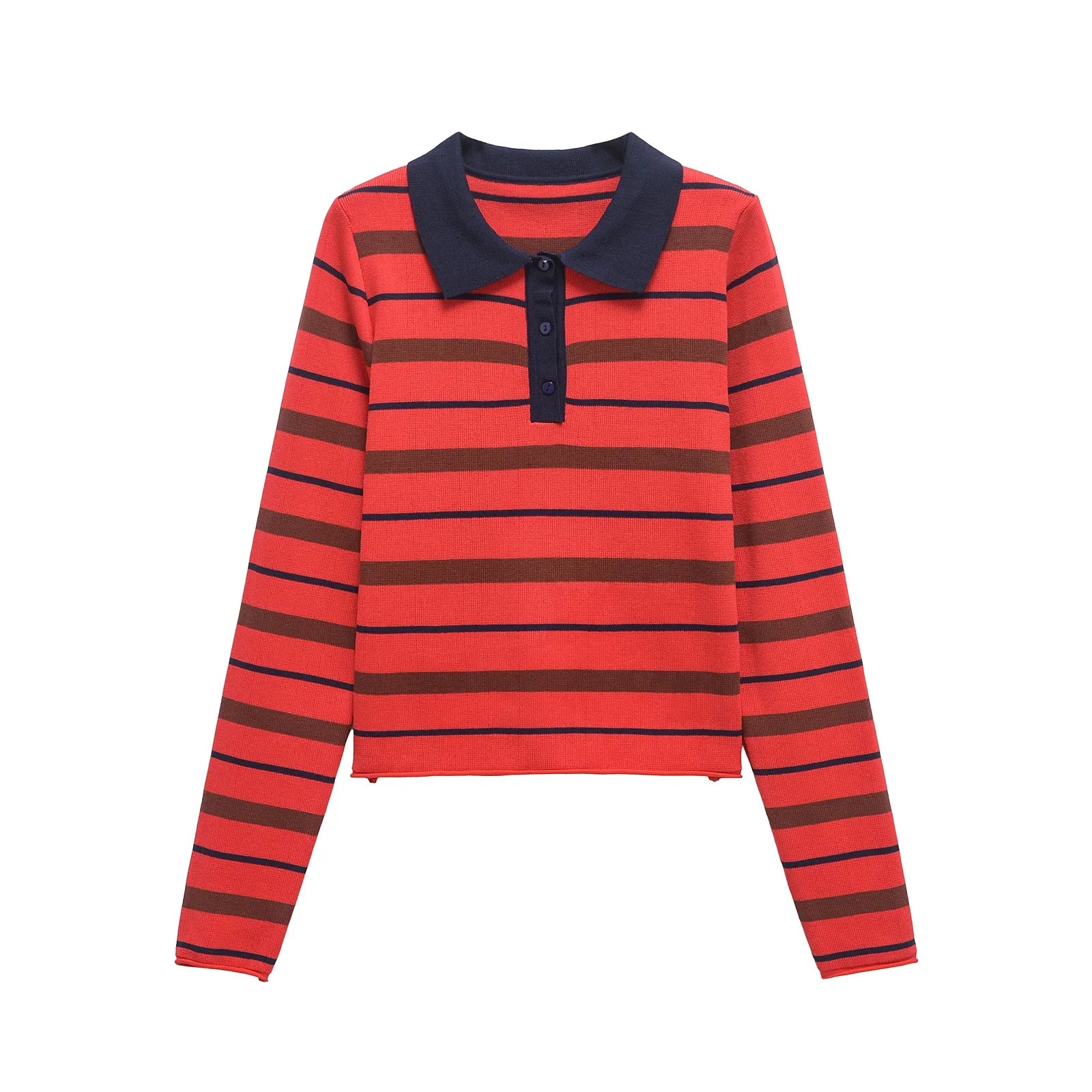 Vintage Striped POLO Neck Sweater