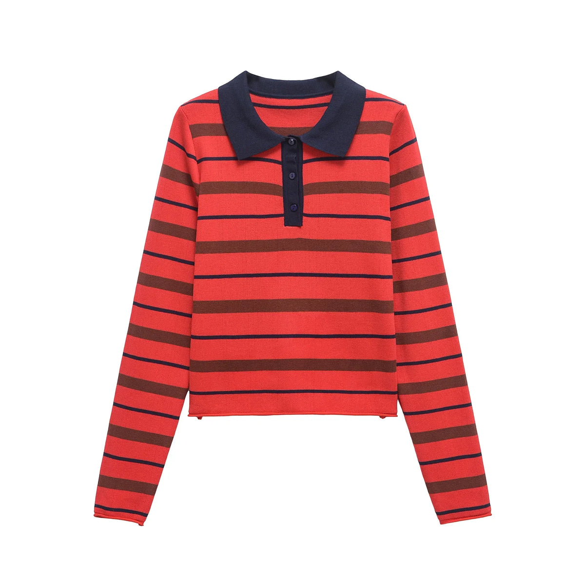 Vintage Striped POLO Neck Sweater