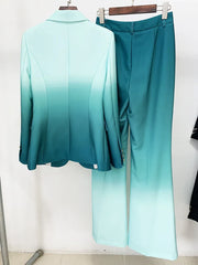 Gradient Single Button Blazer Suit