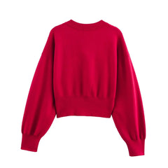 Smart Ribbed Cuffs Cropped Cardigan