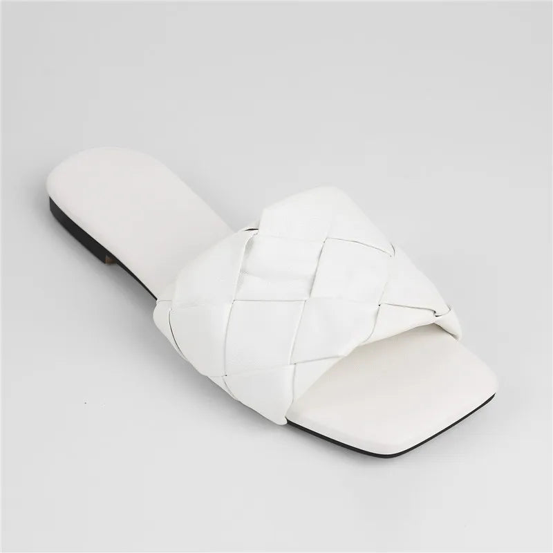 Peep Toe Slip-On Flat Sandals