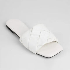 Peep Toe Slip-On Flat Sandals