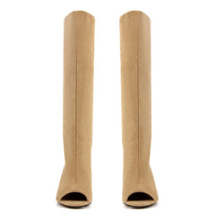 Stylish Flock Peep-Toe Boots