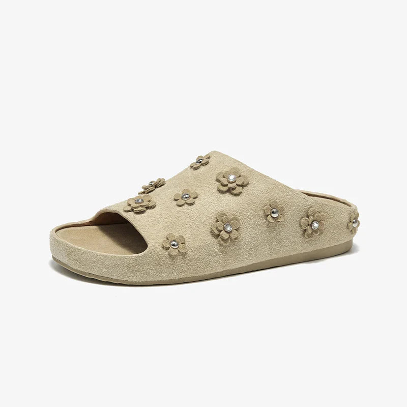 Classic Rivet Floral Slippers