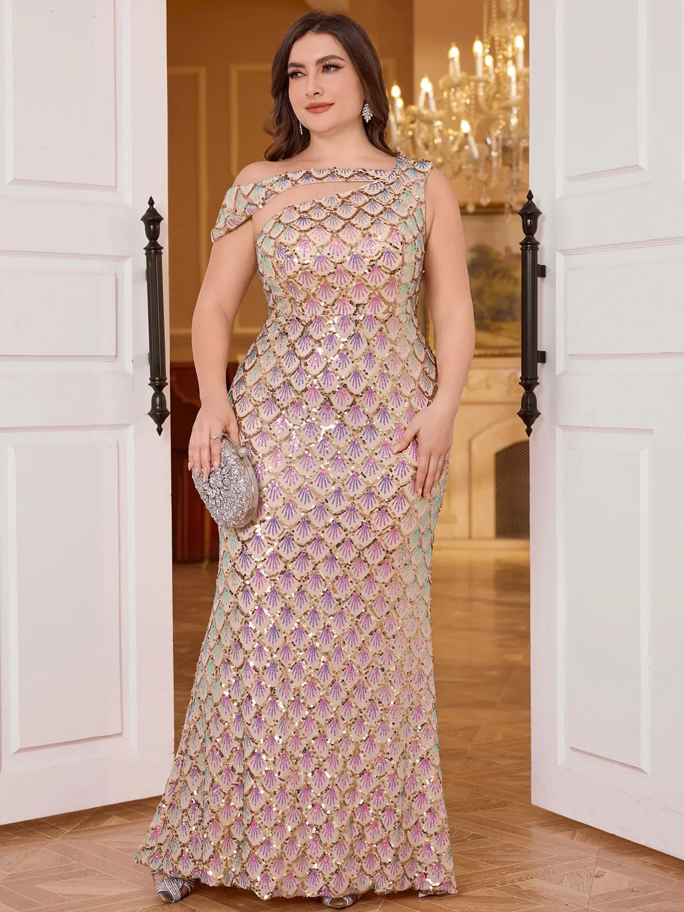 Sophisticated Single Shoulder Glitter Dress