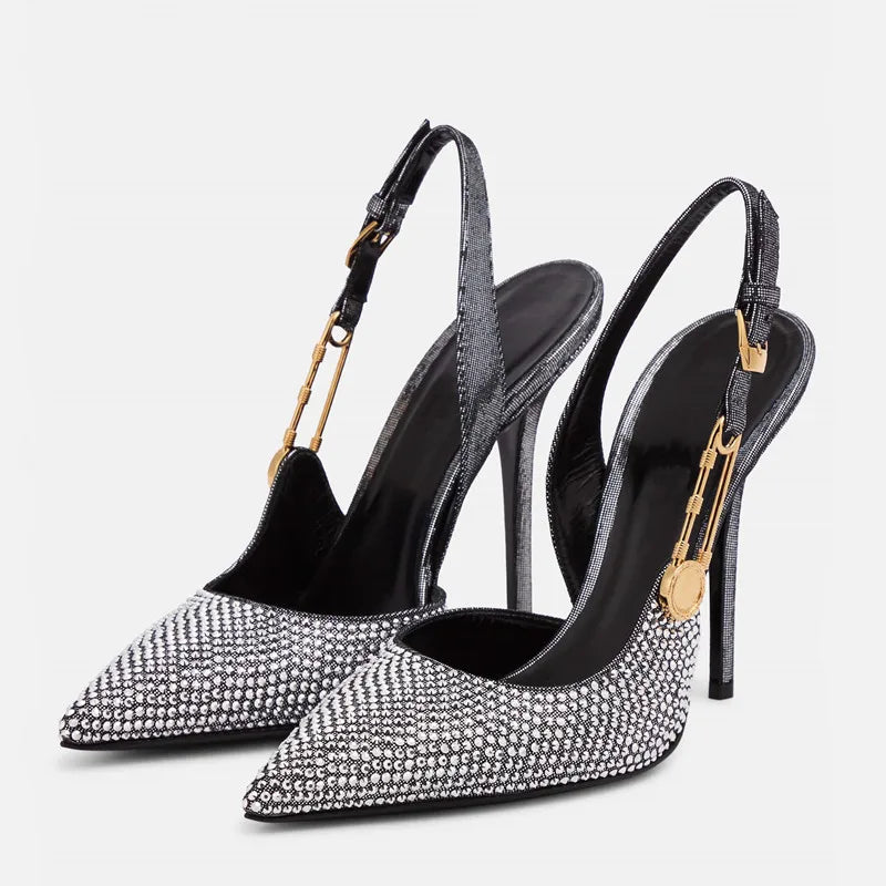 Luxury Rhinestone Buckle Pumps