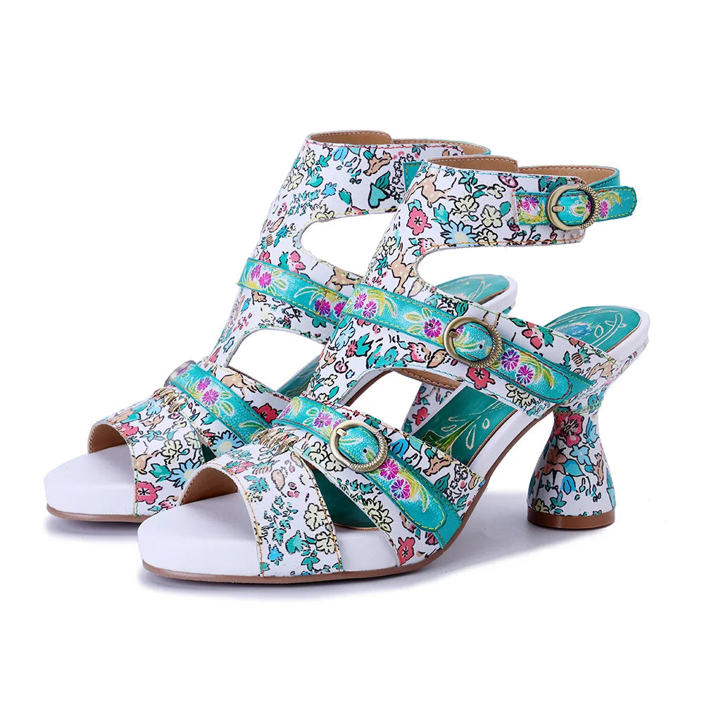 Lovely Hollow Weave Chunky Heels