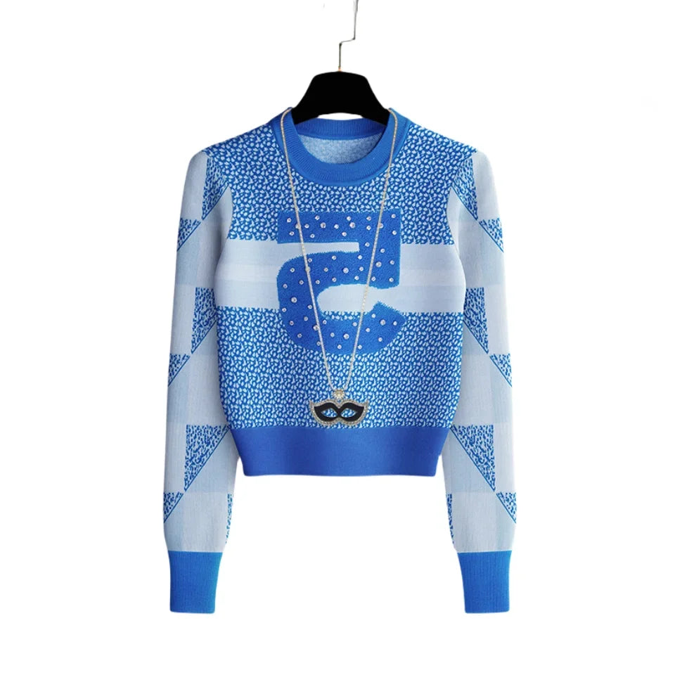 Diamonds Beading Pullover Sweater