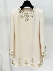 Fashion Beaded Long Sleeve Party Dress