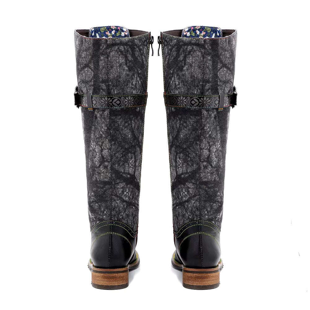 Denim Print Ankle Boots